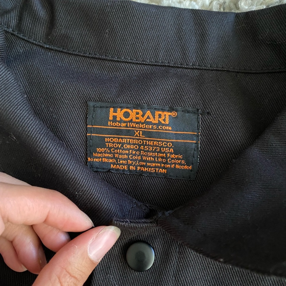Hobart Black Utility Snap Button Collared Long Sl… - image 3